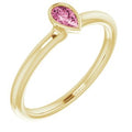 14K Yellow Gold Natural Pink Tourmaline Stackable Ring