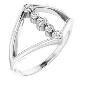 14K White Gold 1/8 CTW Natural Diamond Geometric Ring