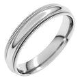 14K White Gold 4 mm Double Milgrain Comfort-Fit Half Round Band Size 10