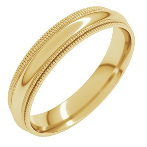 10K Yellow Gold 4 mm Double Milgrain Comfort-Fit Half Round Band Size 6.5