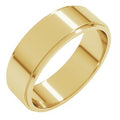 14K Yellow Gold 6 mm Stepped-Edge Flat Band Size 13