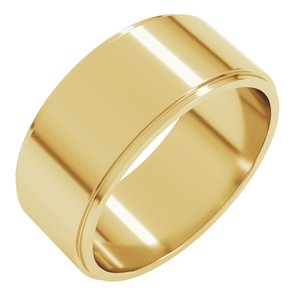 14K Yellow Gold 8 mm Stepped-Edge Flat Band Size 13.5