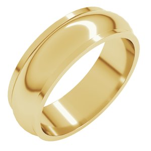 18K Yellow Gold 6 mm Stepped-Edge Half Round Band Size 5
