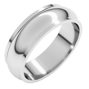 14K White Gold 6 mm Stepped-Edge Half Round Band Size 8.5