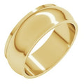 10K Yellow Gold 7 mm Stepped-Edge Half Round Band Size 9.5