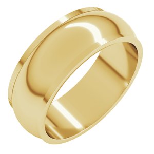 10K Yellow Gold 7 mm Stepped-Edge Half Round Band Size 9.5