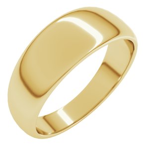 10K Yellow Gold 7 mm Tapered Half Round Band Size 8