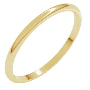 14K Yellow Gold 1.5 mm Lightweight Half Round Band Size 4.5
