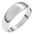 14K White Gold 6 mm Tapered Half Round Band Size 11