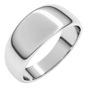Platinum 8 mm Tapered Half Round Band Size 5.5