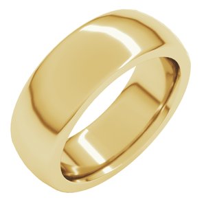 14K Yellow Gold 7 mm Heavyweight Comfort-Fit Half Round Band Size 12