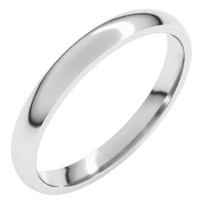 18K White Gold 2.5 mm Lightweight Comfort-Fit Half Round Band Size 6.5