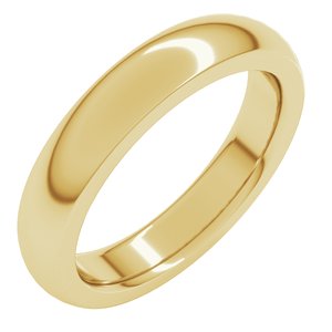 14K Yellow Gold 4 mm Heavyweight Comfort-Fit Half Round Band Size 8