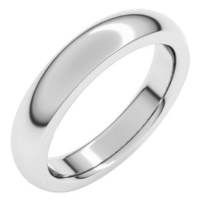 14K White Gold 4 mm Heavyweight Comfort-Fit Half Round Band Size 13