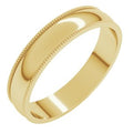 14K Yellow Gold 4 mm Lightweight Milgrain Half Round Band Size 12.5