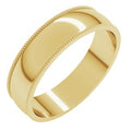 14K Yellow Gold 5 mm Lightweight Milgrain Half Round Band Size 12