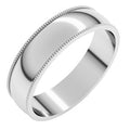 10K White Gold 5 mm Lightweight Milgrain Half Round Band Size 8