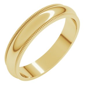 14K Yellow Gold 4 mm Milgrain Half Round Band Size 9