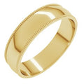 14K Yellow Gold 5 mm Lightweight Milgrain Comfort-Fit Half Round Band Size 10.5