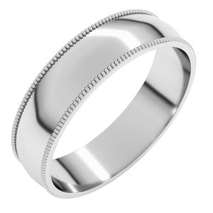 14K White Gold 5 mm Milgrain Comfort-Fit Half Round Band Size 9