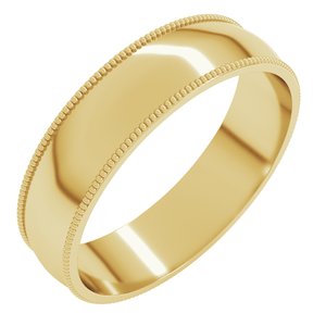 14K Yellow Gold 5 mm Lightweight Milgrain Comfort-Fit Half Round Band Size 8