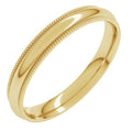 14K Yellow Gold 3 mm Lightweight Milgrain Comfort-Fit Half Round Band Size 5.5
