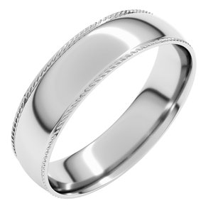 10K White Gold 5 mm Rope Comfort-Fit Half Round Band Size 9.5
