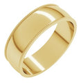 14K Yellow Gold 6 mm Lightweight Milgrain Half Round Band Size 13.5