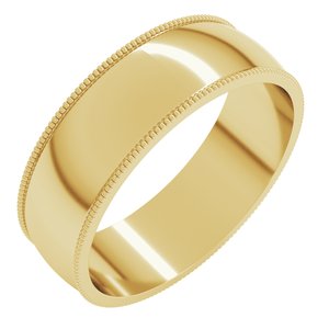 14K Yellow Gold 6 mm Lightweight Milgrain Half Round Band Size 13.5