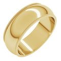 10K Yellow Gold 7 mm Milgrain Half Round Band Size 13