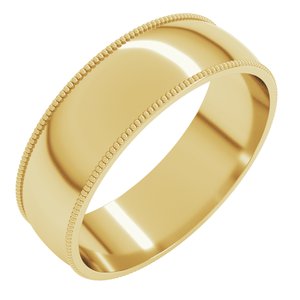 14K Yellow Gold 6 mm Lightweight Milgrain Comfort-Fit Half Round Band Size 11