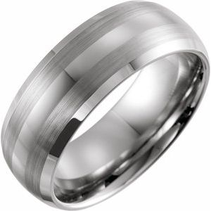 Tungsten 8 mm Beveled-Edge Inlay Comfort-Fit Band Size 12