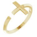 14K Yellow Gold Negative Space Cross Ring