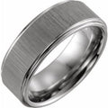 Tungsten 8 mm Stepped-Edge Comfort-Fit Flat Band Size 13