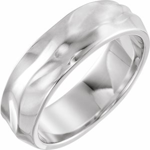 14K White Gold 6 mm Textured Band Size 8