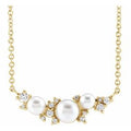 14K Yellow Gold Cultured White Akoya Pearl & .08 CTW Natural Diamond 18" Necklace