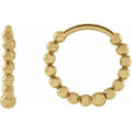 14K Yellow Gold Beaded 11 mm Hoop Earrings