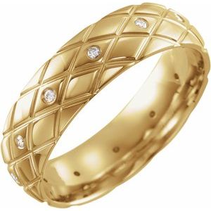 14K Yellow Gold 1/10 CTW Natural Diamond Comfort-Fit 6 mm Half Round Band Size 10