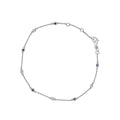 14K White Gold Alternating Blue Sapphire and White Diamond Bezel Station Chain Bracelet (I-J Color, SI2-I1 Clarity) - 8"
