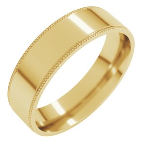 10K Yellow Gold 5 mm Milgrain Stepped-Edge Comfort-Fit Flat Band Size 13