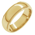 14K Yellow Gold 6 mm Milgrain Stepped-Edge Half Round Band Size 9