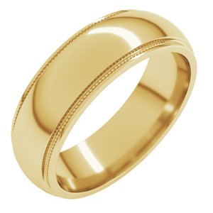 14K Yellow Gold 6 mm Milgrain Stepped-Edge Half Round Band Size 9