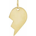 14K Yellow Gold 17x10 mm Left Broken Heart Pendant