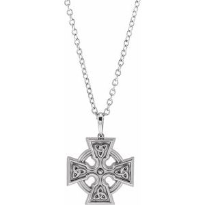 Sterling Silver Celtic-Inspired Cross 20" Necklace