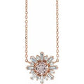 14K Rose Gold Natural Pink Morganite & 3/8 CTW Natural Diamond Starburst 18" Necklace
