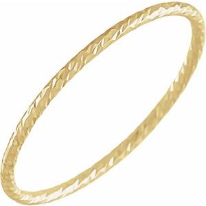 14K Yellow Gold Faceted Stackable Ring Size 8