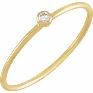 14K Yellow Gold .03 CT Natural Diamond Stackable Ring Size 8