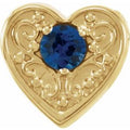 14K Yellow Gold Natural Blue Sapphire Heart Slide Pendant