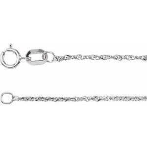 14K White Gold 1 mm Singapore 24" Chain