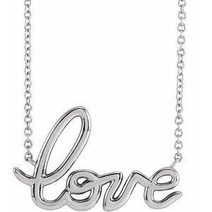 14K White Gold Love 18" Necklace